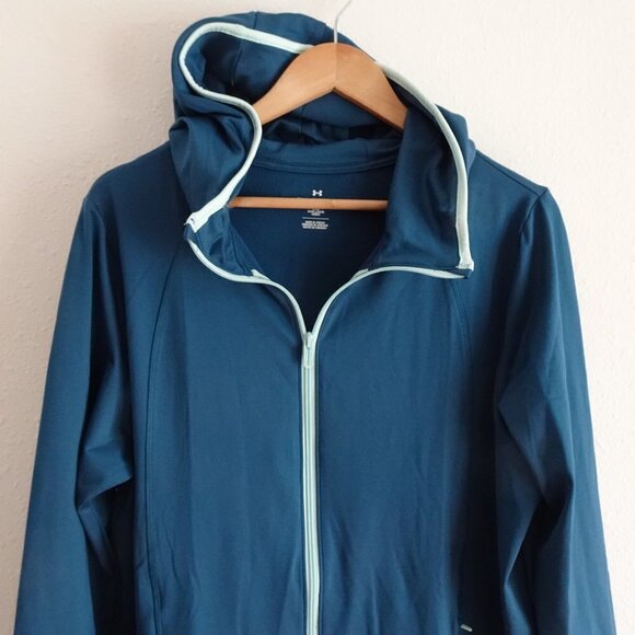 Under Armour Fitted Jacket Women's Size 1X Teal Blue Meridian Activewear - Picture 3 of 11
